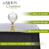 # 24007-11, 1 Pack, Clear Faceted Crystal Lamp Finial in Brass Plated Finish, 2 1/4" Tall