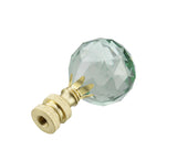 # 24007-22, 2 Pack, Light Green Faceted Crystal Lamp Finial in Brass Plated Finish, 2 1/4" Tall