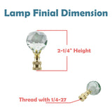 # 24007-22, 2 Pack, Light Green Faceted Crystal Lamp Finial in Brass Plated Finish, 2 1/4" Tall