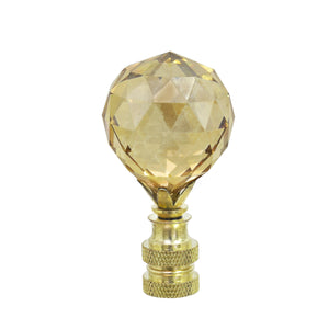 # 24007-31, 1 Pack, Amber Faceted Crystal Lamp Finial in Brass Plated Finish, 2 1/4" Tall