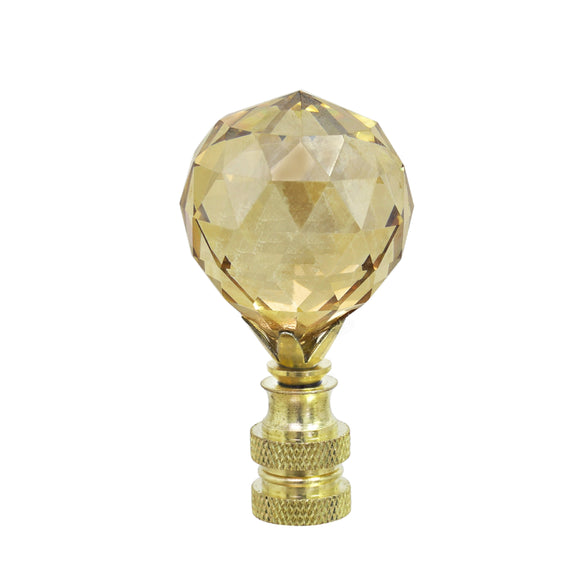 # 24007-31, 1 Pack, Amber Faceted Crystal Lamp Finial in Brass Plated Finish, 2 1/4