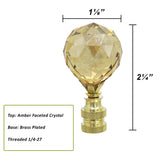 # 24007-31, 1 Pack, Amber Faceted Crystal Lamp Finial in Brass Plated Finish, 2 1/4" Tall