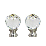 # 24008-12, 2 Pack, Clear Faceted Crystal Lamp Finial in Brushed Nickel Finish, 1 3/4" Tall