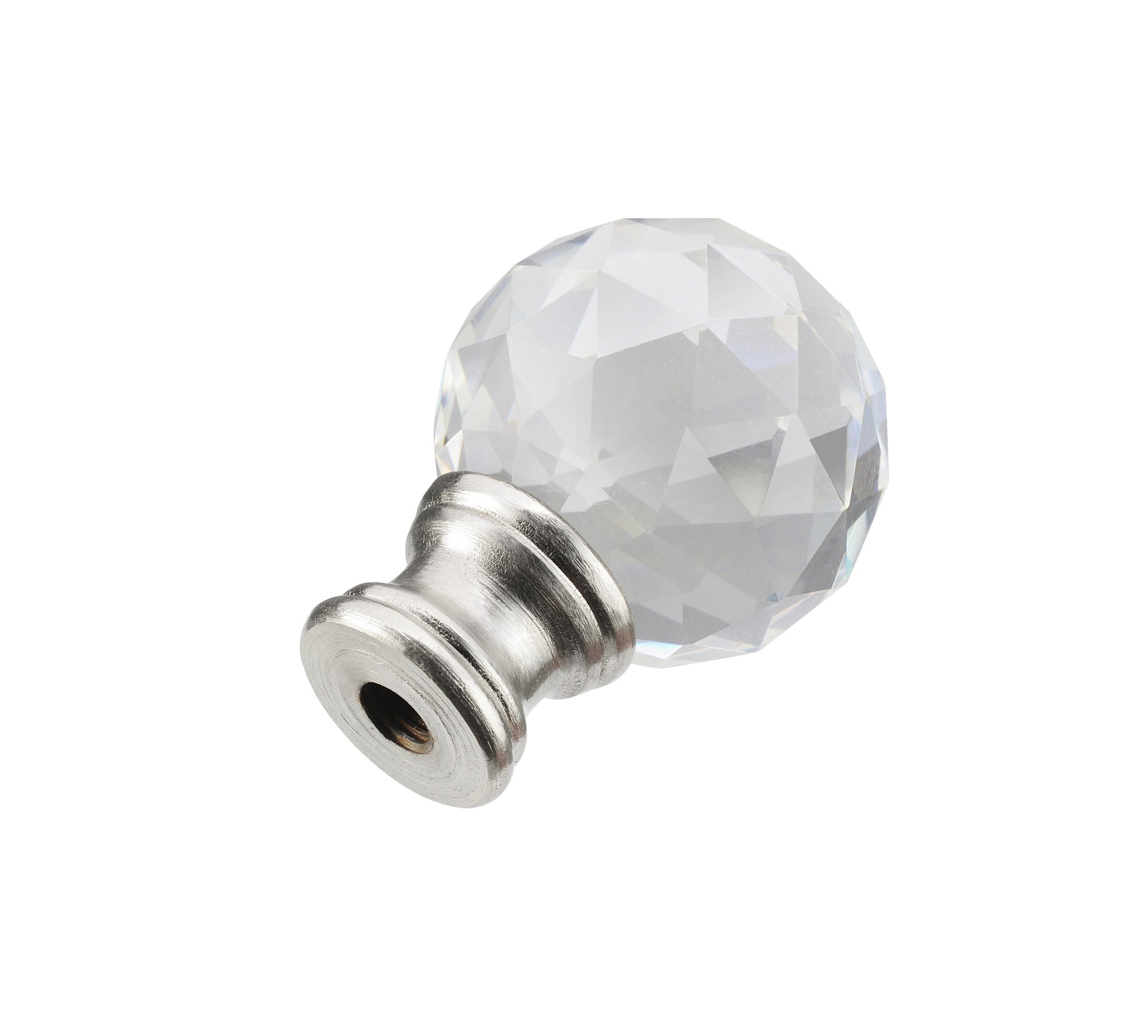 24008-12, 2 Pack, Clear Faceted Crystal Lamp Finial in Brushed Nicke   Aspen Creative Corporation