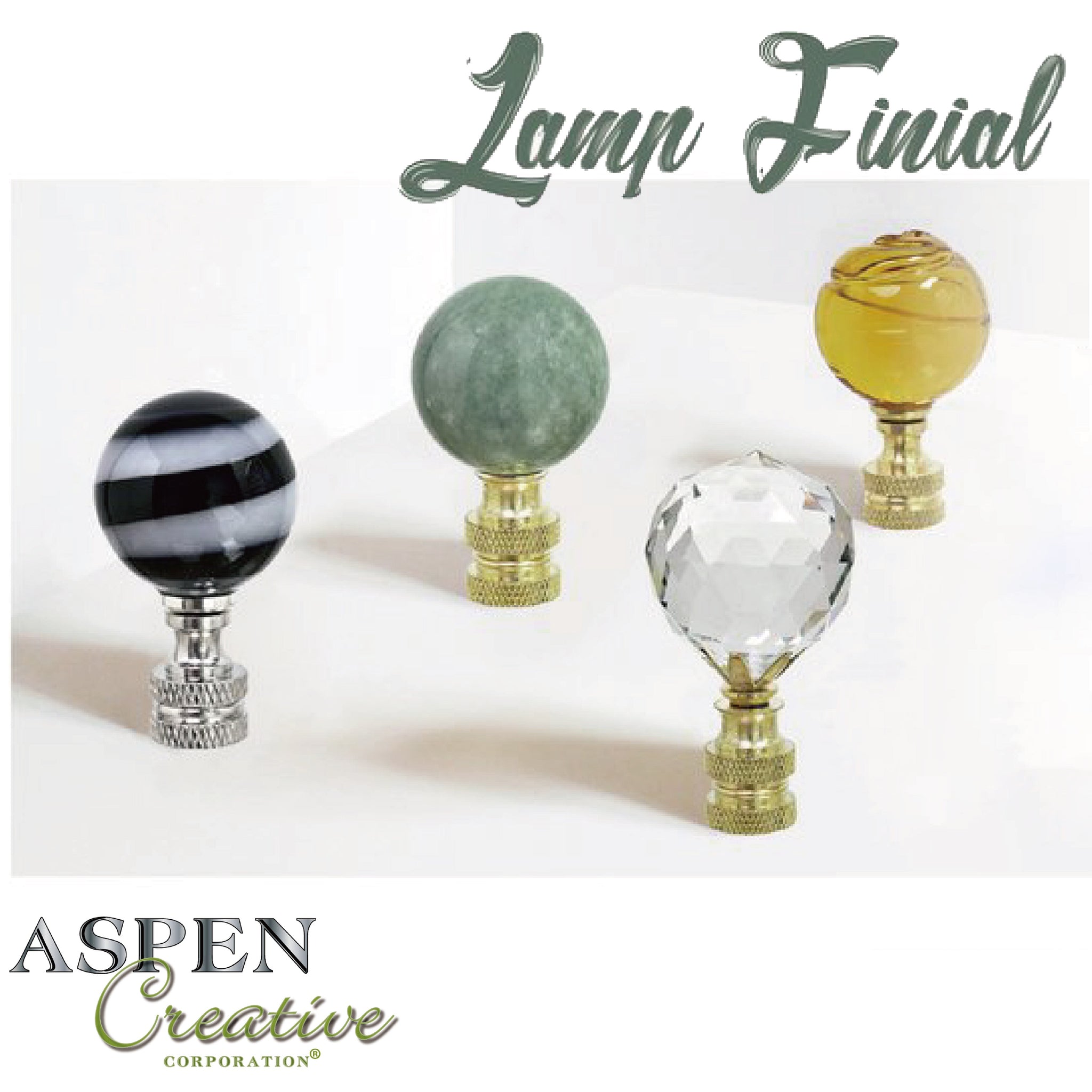 24008-12, 2 Pack, Clear Faceted Crystal Lamp Finial in Brushed Nicke –  Aspen Creative Corporation