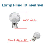 # 24008-12, 2 Pack, Clear Faceted Crystal Lamp Finial in Brushed Nickel Finish, 1 3/4" Tall