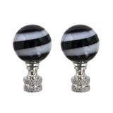 # 24009-12, 2 Pack Black & White Glass Ball Lamp Finial in Nickel Finish, 2" Tall