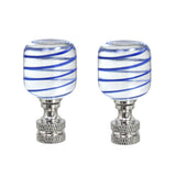 # 24011-12, 2 Pack Clear with Blue Line Glass Lamp Finial in Nickel Finish, 2" Tall