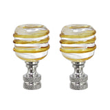 # 24012-12, 2 Pack Clear with Yellow Line Glass Lamp Finial in Nickel Finish, 2" Tall