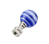 # 24013-12, 2 Pack Blue & White Glass Ball Lamp Finial in Nickel Finish, 2" Tall