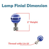 # 24013-12, 2 Pack Blue & White Glass Ball Lamp Finial in Nickel Finish, 2" Tall
