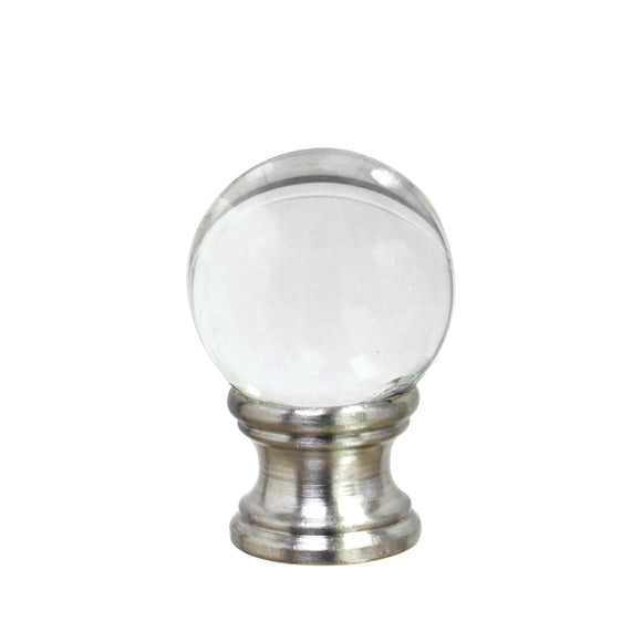 # 24014, 1 Pack Clear Glass Ball Lamp Finial in Nickel Finish, 1 1/2