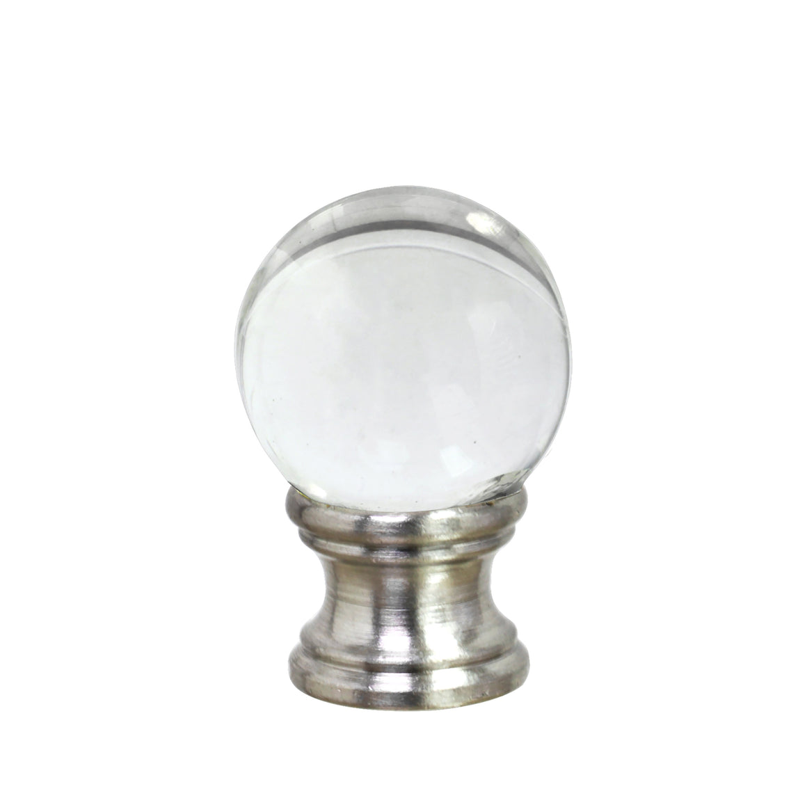  24014, 1 Pack Clear Glass Ball Lamp Finial in Nickel Finish, 1 1/2" Aspen Creative Corporation