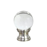 # 24014, 1 Pack Clear Glass Ball Lamp Finial in Nickel Finish, 1 1/2" Tall