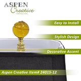 # 24015-12, 2 Pack Yellow Glass Ball Lamp Finial in Solid Brass Finish, 2" Tall
