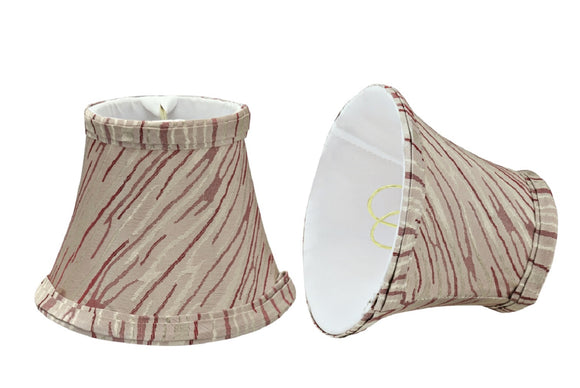 # 30006-X Small Bell Shape Mini Chandelier Clip-On Shade, Transitional Design in Off White, Red Striping, 5