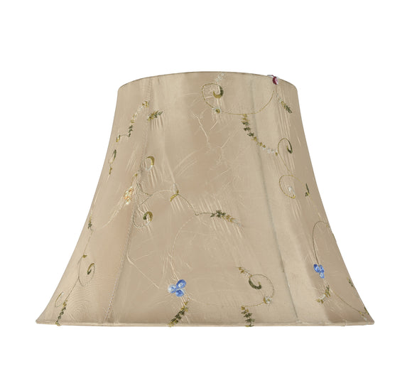 # 30017 Transitional Bell Shape Spider Construction Lamp Shade in Gold Fabric with floral design, 13
