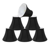 # 30034-X Small Bell Shape Mini Chandelier Clip-On Lamp Shade, Transitional Design in Black Fabric, 6" bottom width (3" x 6" x 5") - Sold in 2, 5, 6 & 9 Packs