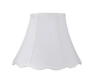 # 30037 Transitional Hexagon Scallop Bell Shape Spider Construction Lamp Shade in White Linen, 12" wide (6" x 12" x 9 1/2")