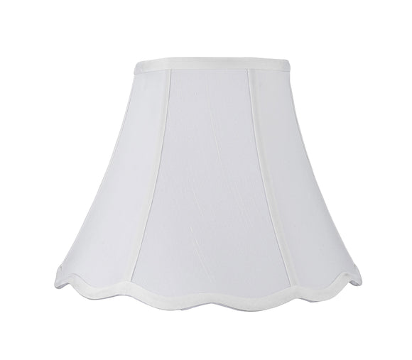# 30037 Transitional Hexagon Scallop Bell Shape Spider Construction Lamp Shade in White Linen, 12