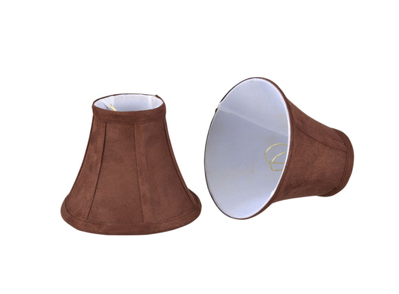 # 30038-X  Small Bell Shape Mini Chandelier Clip-On Lamp Shade, Transitional Design in Brown Suede, 6