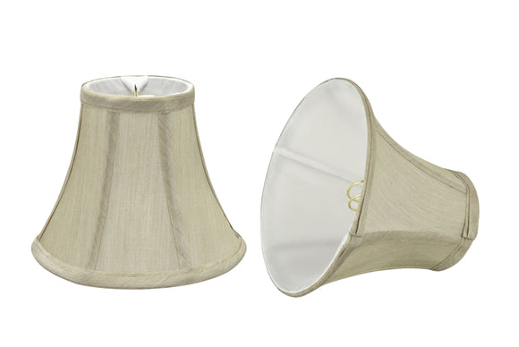 # 30039-X Small Bell Shape Mini Chandelier Clip-On Lamp Shade, Transitional Design in Beige Fabric, 6