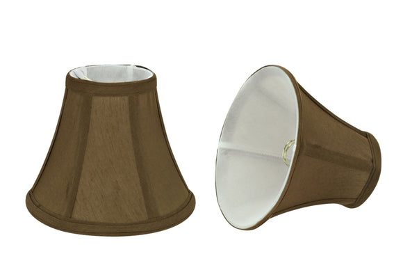 # 30049-X Small Bell Shape Mini Chandelier Clip-On Lamp Shade, Transitional Design in Light Brown Fabric, 6