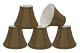 # 30049-X Small Bell Shape Mini Chandelier Clip-On Lamp Shade, Transitional Design in Light Brown Fabric, 6" bottom width (3" x 6" x 5") - Sold in 2, 5, 6 & 9 Packs