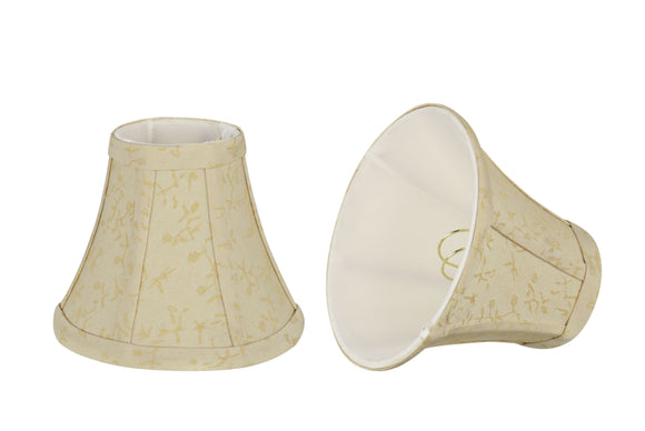 # 30053-X Small Bell Shape Mini Chandelier Clip-On Shade, Transitional Design in Beige with Floral Accenting, 6