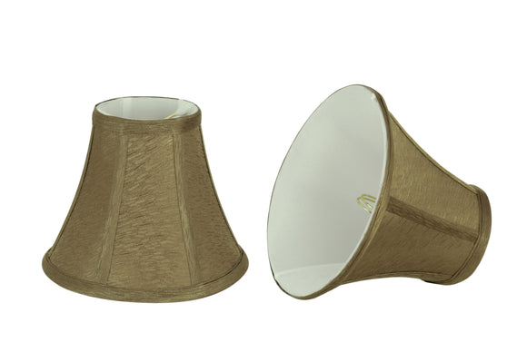 # 30056-X Small Bell Shape Mini Chandelier Clip-On Lamp Shade, Transitional Design in Khaki Fabric, 6