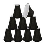 # 30070-X Small Bell Shape Chandelier Clip-On Lamp Shade Set of 2, 5, 6,and 9, Transitional Design in Two-Tone Black, 6" bottom width (3" x 6" x 5" )