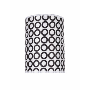 # 31006 Transitional Hardback Drum (Cylinder) Shape Spider Construction Lamp Shade in a Black & White Geometric Print, 8" wide (8" x 8" x 11")