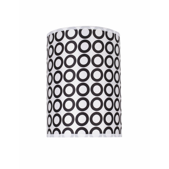 # 31006 Transitional Hardback Drum (Cylinder) Shape Spider Construction Lamp Shade in a Black & White Geometric Print, 8