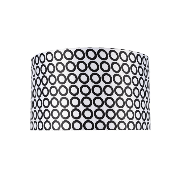 # 31008 Transitional Hardback Drum (Cylinder) Shape Spider Construction Lamp Shade in a Black & White Geometric Print, 17