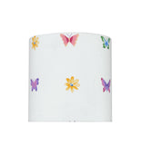 # 31062 Transitional Drum (Cylinder) Shaped Spider Construction Lamp Shade in White with Butterfly & Flowers, 8" wide (8" x 8" x 8")