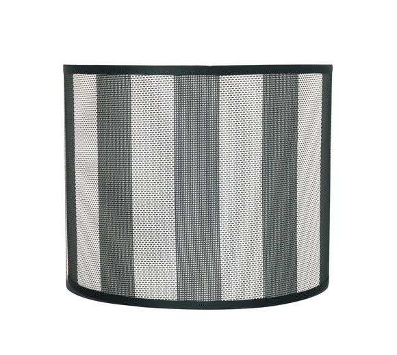 # 31091 Transitional Drum (Cylinder) Shaped Spider Construction Lamp Shade in Hunter Green & White Striped, 12