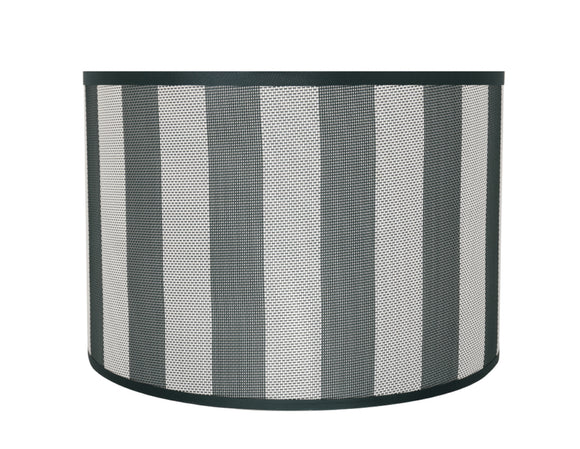 # 31161 Transitional Drum (Cylinder) Shaped Spider Construction Lamp Shade in Hunter Green & White Striped, 16