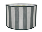 # 31161 Transitional Drum (Cylinder) Shaped Spider Construction Lamp Shade in Hunter Green & White Striped, 16" wide (16" x 16" x 11")