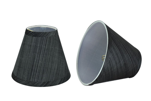# 32105-X Small Hardback Empire Shape Mini Chandelier Clip-On Lamp Shade, Transitional Design, Grey & Black, 6