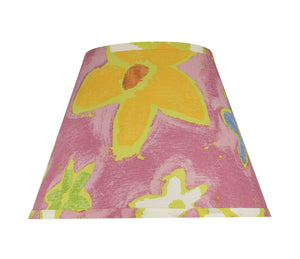 # 32187 Transitional Hardback Empire Shaped Spider Construction Lamp Shade in Pink with Flowers, 13" wide (7" x 13" x 9 1/2")