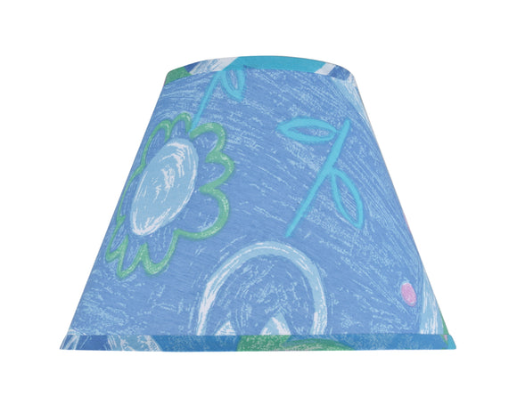 # 32192 Transitional Hardback Empire Shape Spider Construction Lamp Shade in Blue with Flower Print, 12