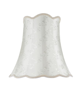# 34002 Transitional Scallop Bell Shape Spider Construction Lamp Shade in Ivory with Floral Design, 16" wide (10" x 16" x 15")