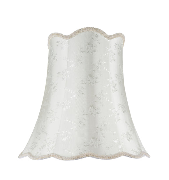 # 34002 Transitional Scallop Bell Shape Spider Construction Lamp Shade in Ivory with Floral Design, 16