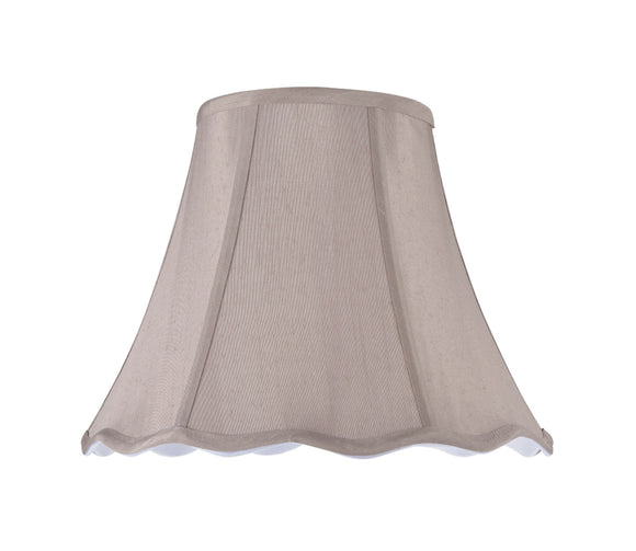 # 34004  Transitional Scallop Bell Shape Spider Construction Lamp Shade, Taupe Faux Silk Fabric, 14