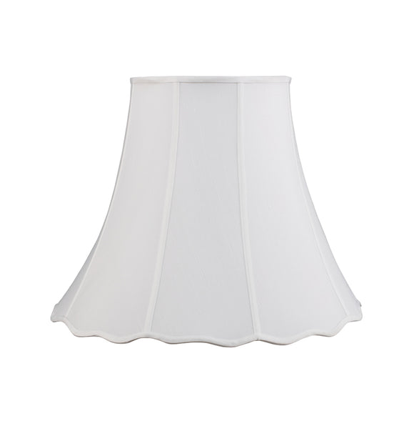 # 34005 Transitional Scallop Bell Shape Spider Construction Lamp Shade in White Linen Fabric, 20