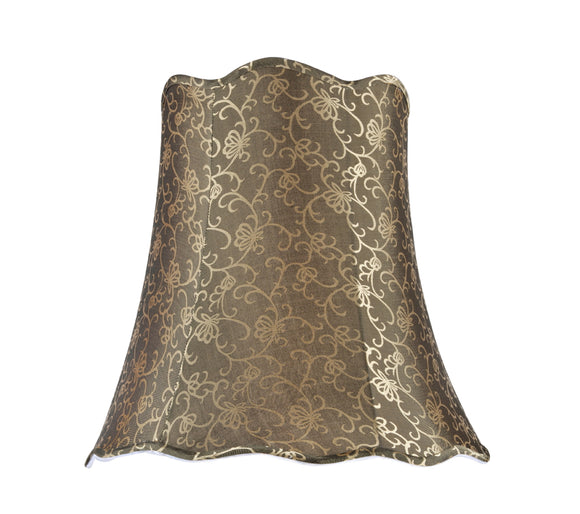 # 34007 Transitional Scallop Bell Shape Spider Construction Lamp Shade in Light Gold Fabric, 16