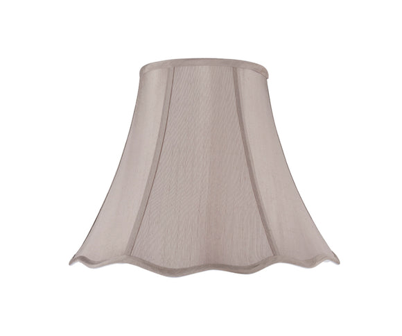 # 34008 Transitional Scallop Bell Shape Spider Construction Lamp Shade in Taupe Faux Silk Fabric, 12