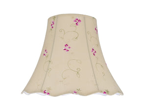 # 34009 Transitional Scallop Bell Shape Spider Construction Lamp Shade in Apricot with Floral Design, 12" wide (6" x 12" x 9 1/2")