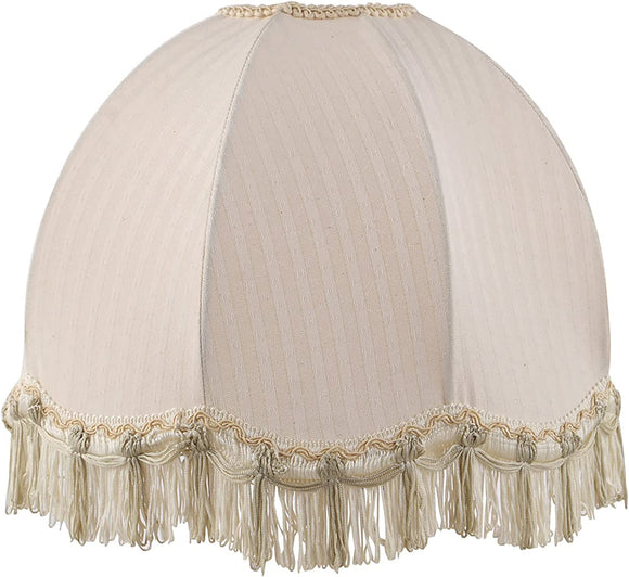 # 34501, Handsewn Off-White Spider Lamp Shade/Jacquard Textured Fabric with Fringe, 4