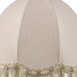 # 34501, Handsewn Off-White Spider Lamp Shade/Jacquard Textured Fabric with Fringe, 4" Top x 13" Bottom x 10" Slant Height